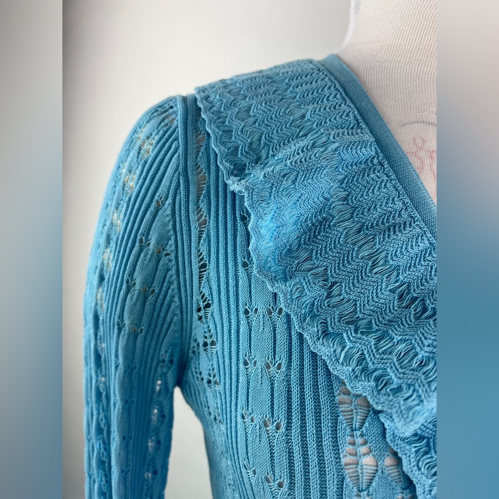 3136. Ruffled Knit Midi Button Front Cardigan - image 8